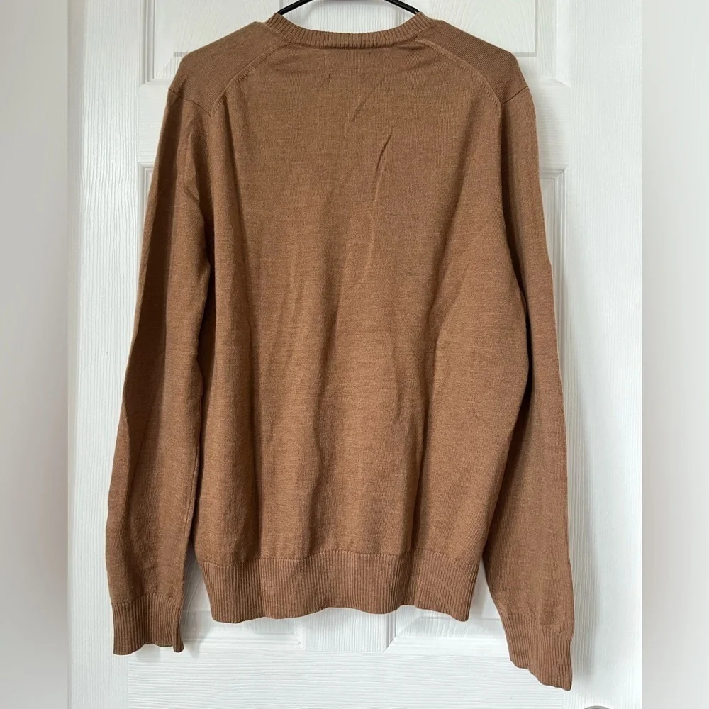 Banana Republic tan V-neck Sweater Extra Fine Merino Wool size L
